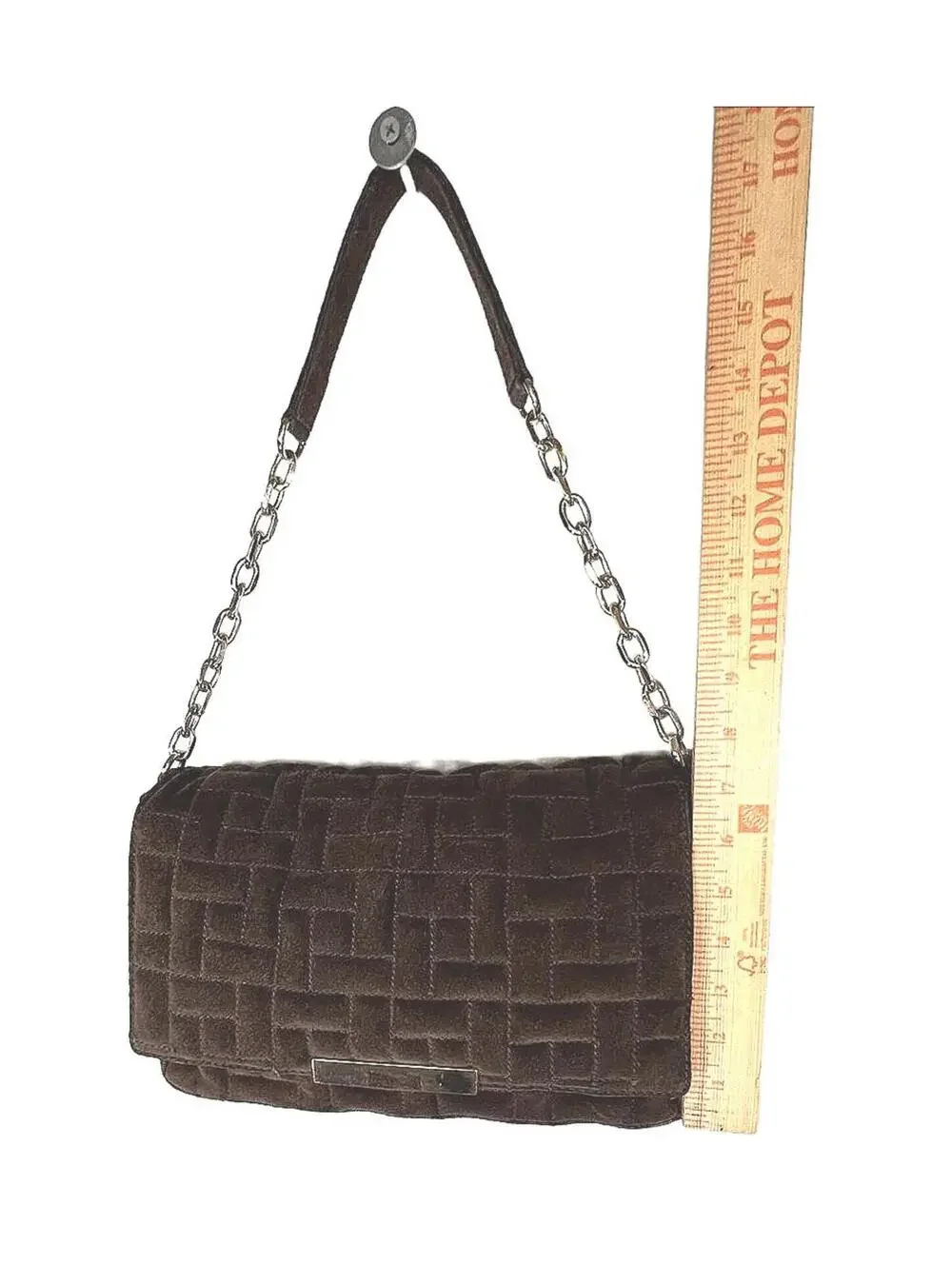 Zara Quilted Brown Suede Leather Chain Flap Shoulder Bag Whimsigoth Academic